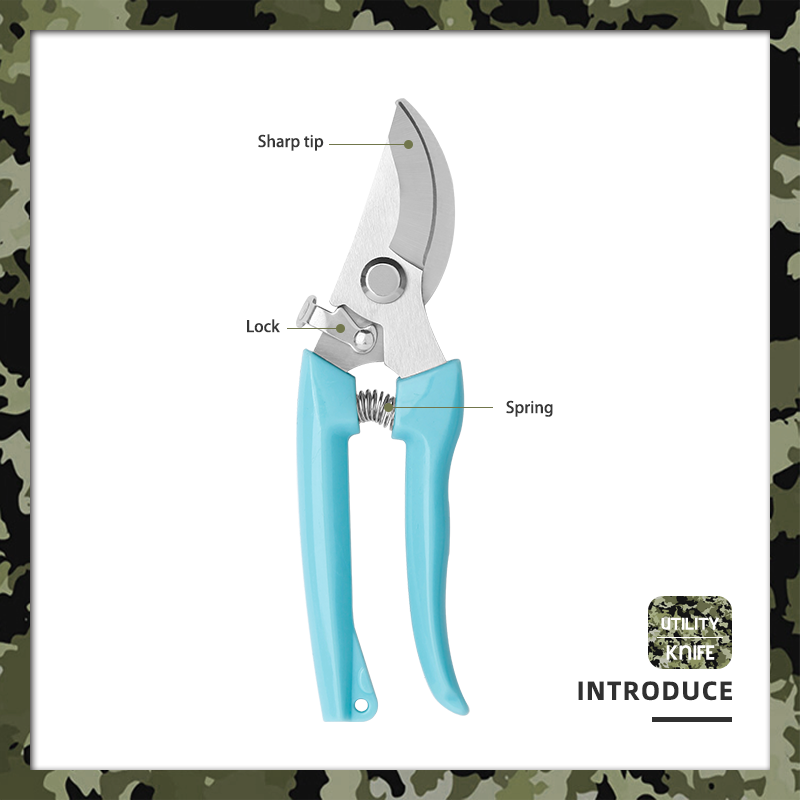 6.93" Light Blue Bypass Pruning Shears - Stainless Steel Gardening