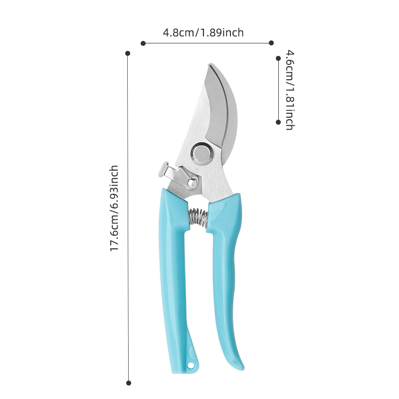 6.93" Light Blue Bypass Pruning Shears - Stainless Steel Gardening