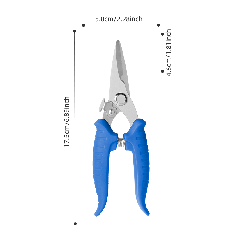 7-Inch Electrician Scissors Smooth Edge Laser Technology Stainless Steel Soft Grip Plastic Handle A+ Grade Cable Wire Pruner