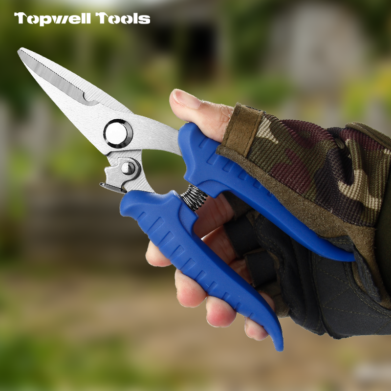 7-Inch Electrician Scissors Smooth Edge Laser Technology Stainless Steel Soft Grip Plastic Handle A+ Grade Cable Wire Pruner