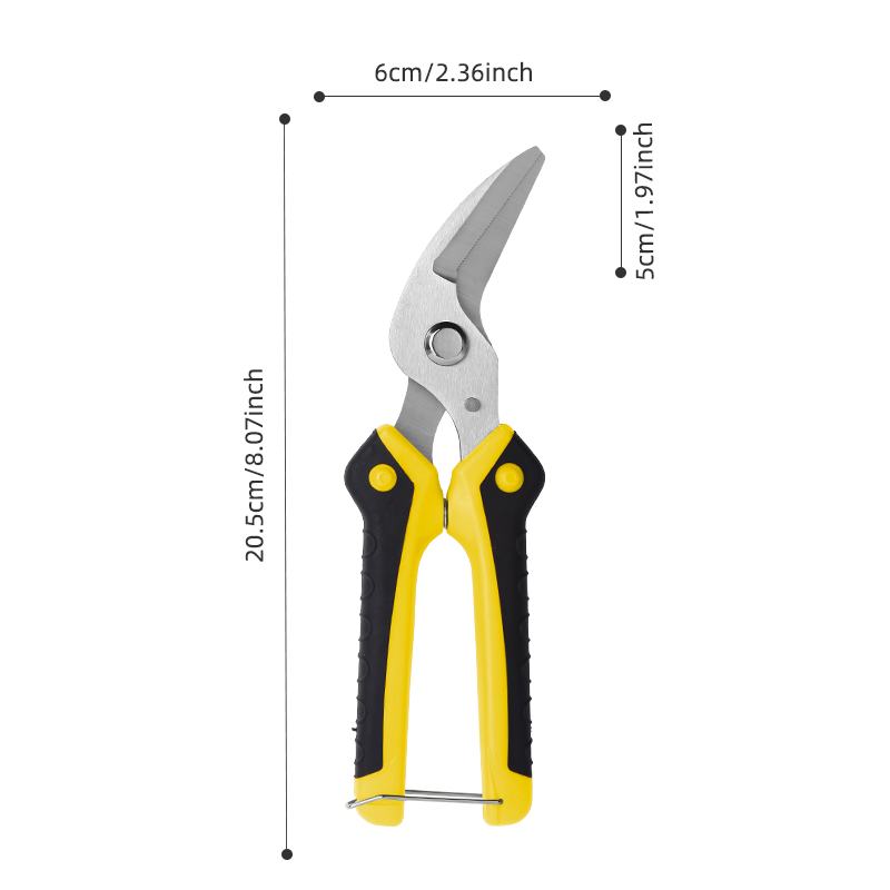 8.07" Heavy-Duty Bypass Pruning Shears - Stainless Steel Garden