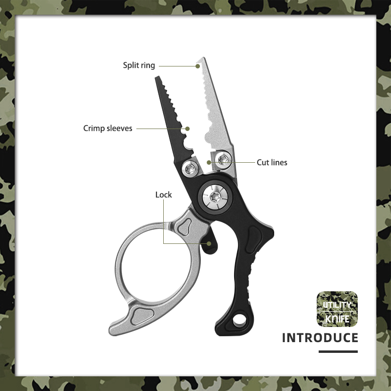 Ergonomic Aluminum Fishing Pliers with Finger Ring Grip - Split Ring Tool
