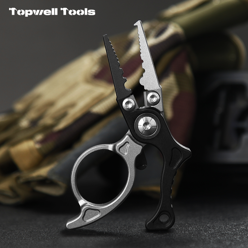 Ergonomic Aluminum Fishing Pliers with Finger Ring Grip - Split Ring Tool