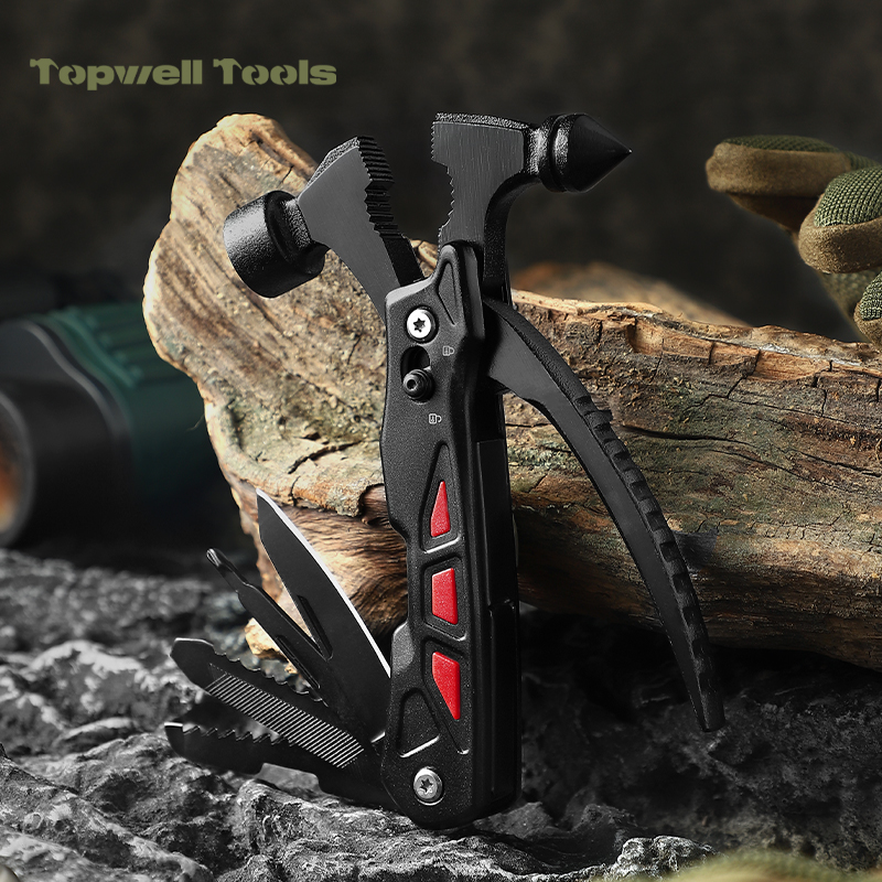 12-in-1 Stainless Steel Survival Camping Stainless Steel Multi Tool Multi Hammer for Car Emergency