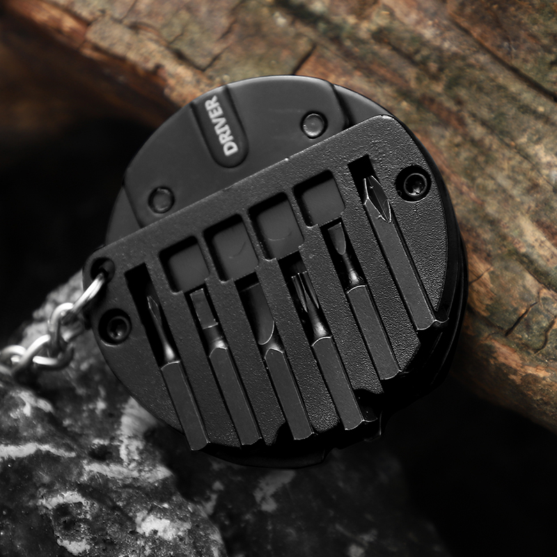 7-in-1 Keychain Multitool, Portable Round Folding Pocket Knife