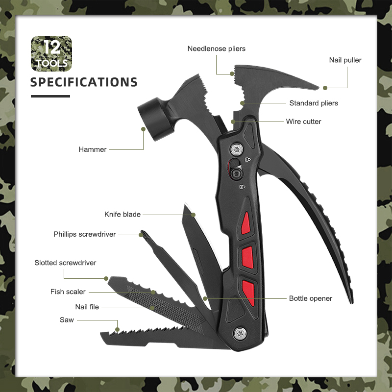 High Quality Professional Manufacture Multi Use Camping Hammer Tool Multi Functional Hammer