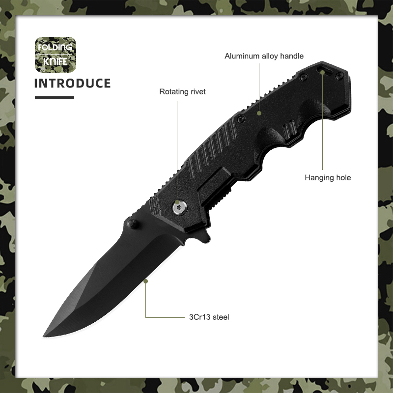 Outdoor Camping Hiking Survival Pocket Folding Knives in Stainless Steel 420 and Aluminum Blade