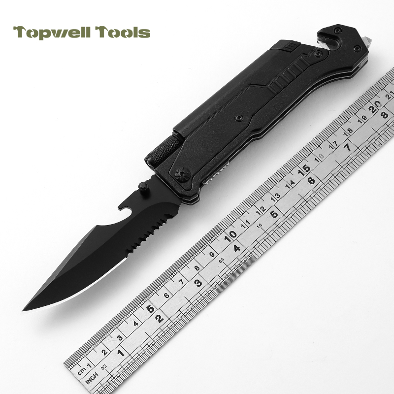  3 in 1 Stainless Steel Black Portable Folding Hunting Knife