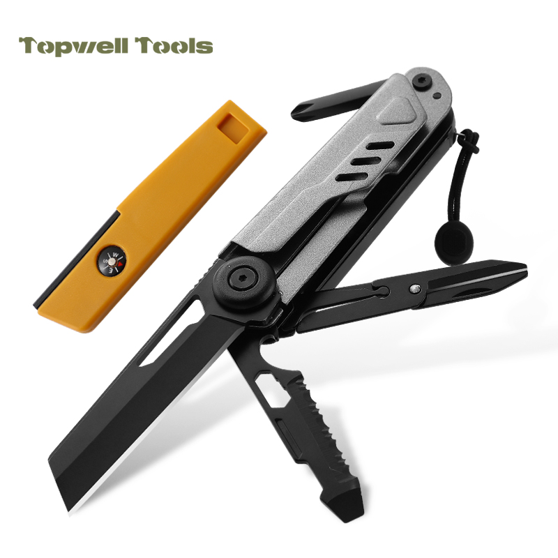 22-in-1 Tactical Multitool with 9-Piece Bit Set - Outdoor Survival Knife