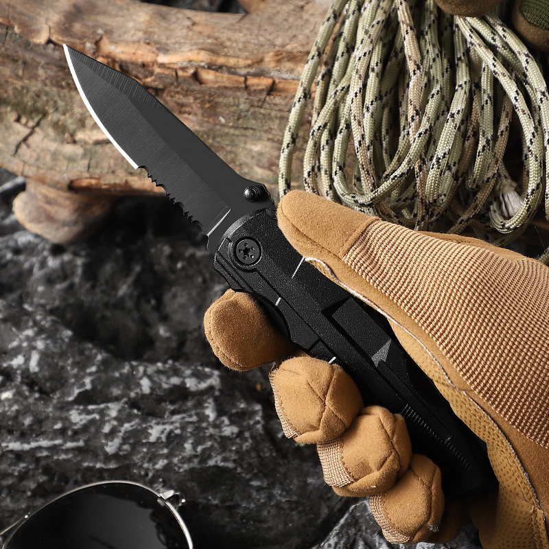 19-in-1 Tactical Multitool Pliers with 9-Piece Screwdriver Bit Set - All-Black Heavy Duty Multi Tool 