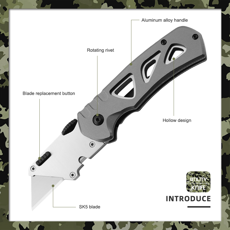 Stainless Steel Folding Utility Knife Slidin