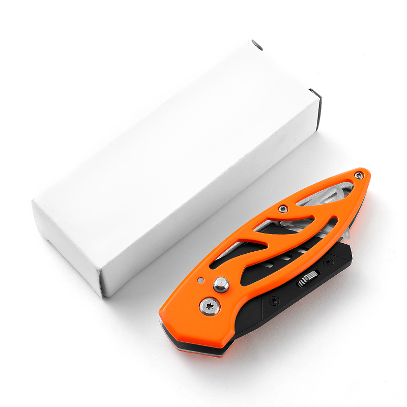 Heavy Duty Folding Utility Knife with High-Visibility Orange Aluminum Handle