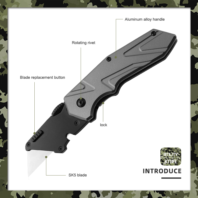 Premium Folding Utility Knife with SK5 Steel Blade