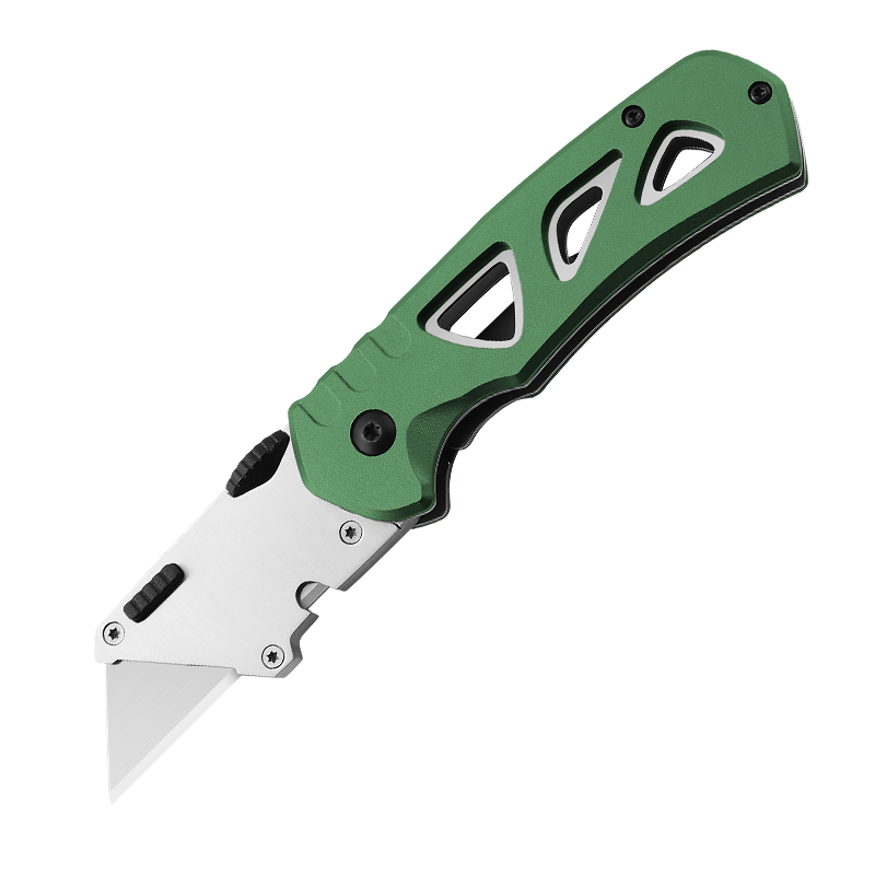 Heavy Duty Folding Utility Knife with High-Visibility Orange Aluminum Handle