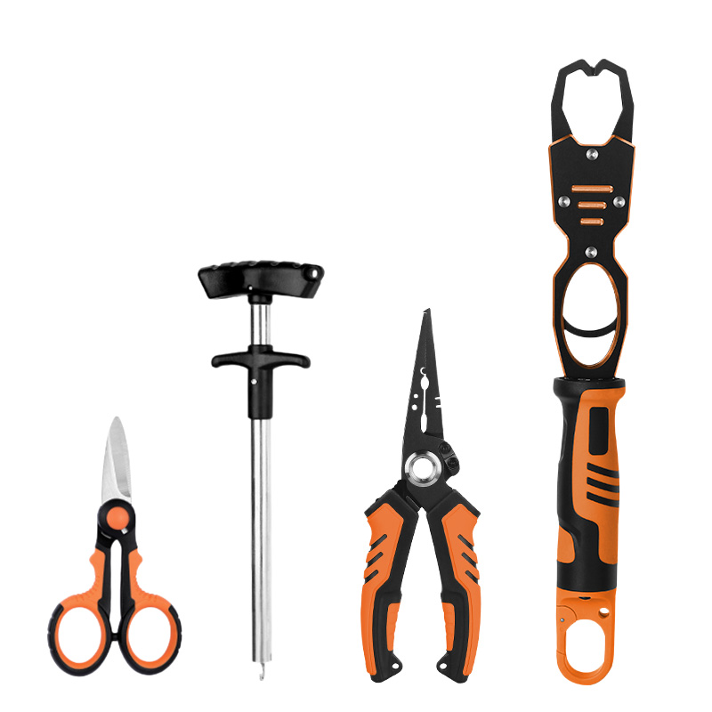 Professional 4-Piece Fishing Tool Kit - Includes Fish Lip Gripper with Scale
