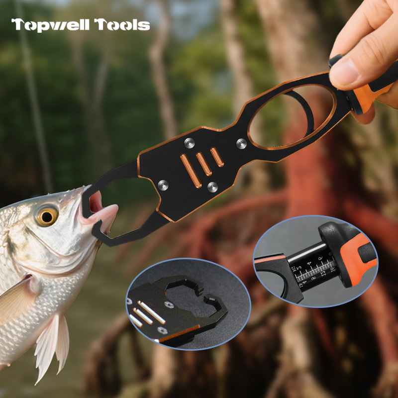 Professional 4-Piece Fishing Tool Kit - Includes Fish Lip Gripper with Scale