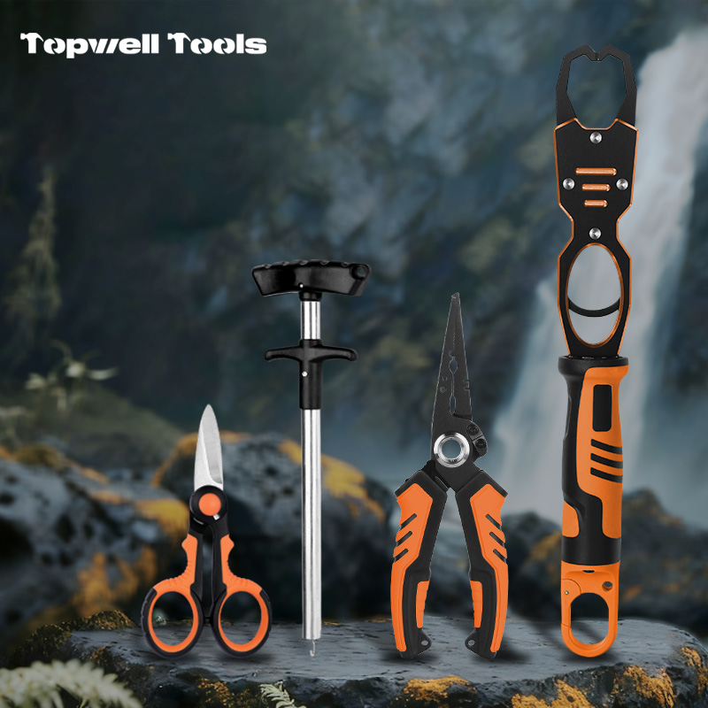 Professional 4-Piece Fishing Tool Kit - Includes Fish Lip Gripper with Scale