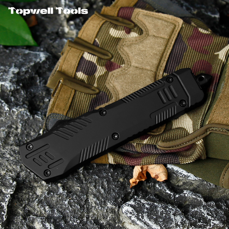 9.06" Tactical OTF Automatic Knife - 420 Stainless Steel Tanto Blade with Aluminum Alloy Handle & Integrated Window Breaker 9.06" Tactical OTF Automatic Knife - 420 Stainless Steel Tanto Blade with Aluminum Alloy Handle & Integrated Window Breaker