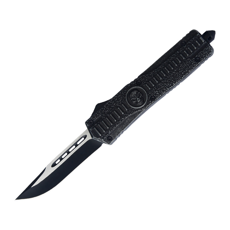 9" Automatic OTF Knife - 420 Stainless Steel Blade with Zinc Alloy Skull Handle & Window Breaker 9" Automatic OTF Knife - 420 Stainless Steel Blade with Zinc Alloy Skull Handle & Window Breaker