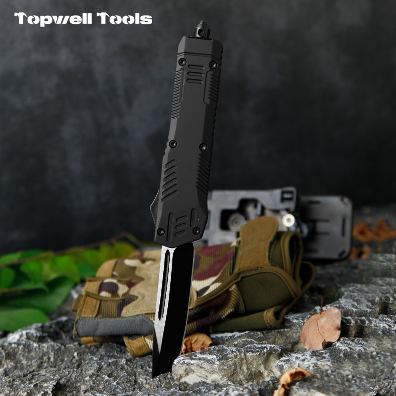 9.06" Tactical OTF Automatic Knife - 420 Stainless Steel Tanto Blade with Aluminum Alloy Handle & Integrated Window Breaker 9.06" Tactical OTF Automatic Knife - 420 Stainless Steel Tanto Blade with Aluminum Alloy Handle & Integrated Window Breaker