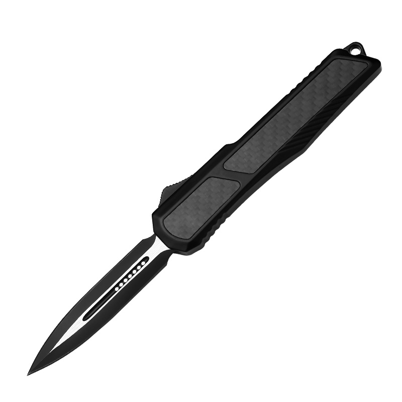 8.50" OTF Automatic Knife - 440 Stainless Steel Double-Edge Dagger Blade with Carbon Fiber Inlay Zinc Alloy Handle 8.50" OTF Automatic Knife - 440 Stainless Steel Double-Edge Dagger Blade with Carbon Fiber Inlay Zinc Alloy Handle