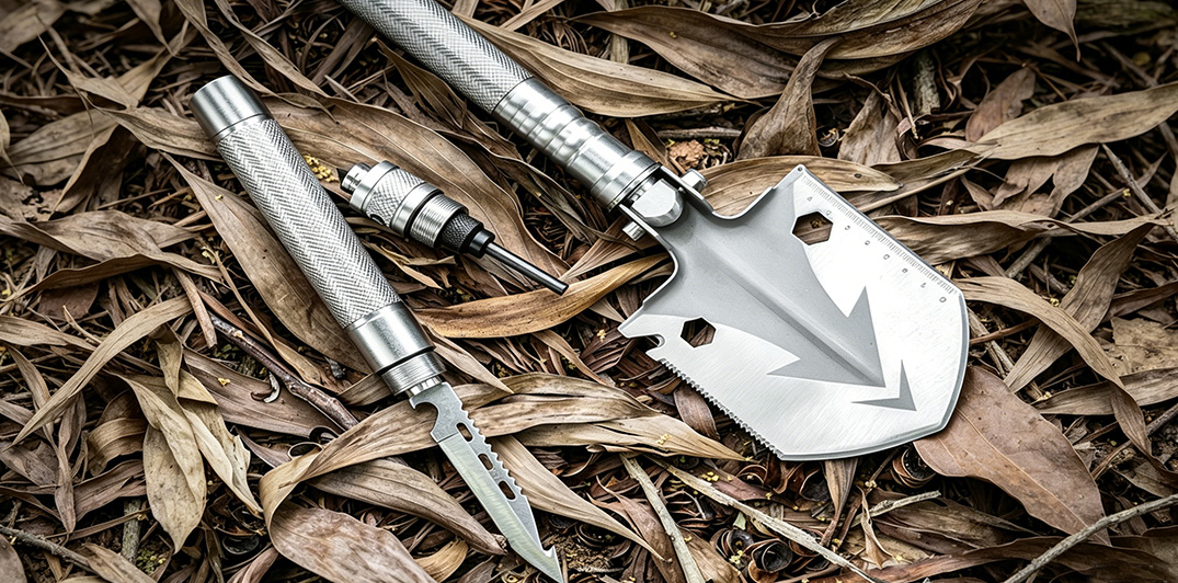shovel with ferro rod fire starter