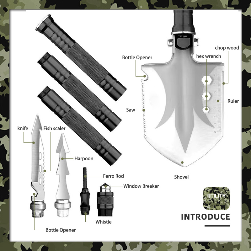 15-in-1 Tactical Survival Shovel with Heavy 15-in-1 Tactical Survival Shovel with Heavy