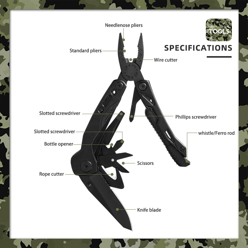 Matte Black 15-in-1 Outdoor Multi-Tool Pliers Matte Black 15-in-1 Outdoor Multi-Tool Pliers
