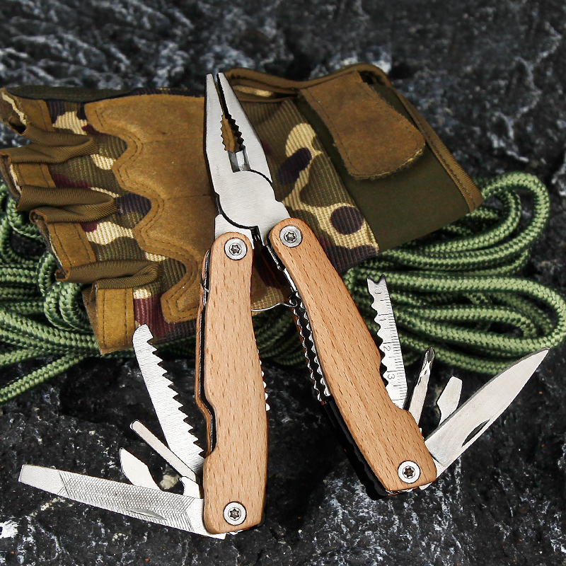 13-in-1 Premium Wooden Handle Outdoor Multi-Tool Pliers 13-in-1 Premium Wooden Handle Outdoor Multi-Tool Pliers