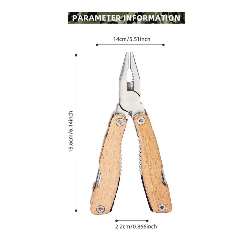 13-in-1 Premium Wooden Handle Outdoor Multi-Tool Pliers 13-in-1 Premium Wooden Handle Outdoor Multi-Tool Pliers