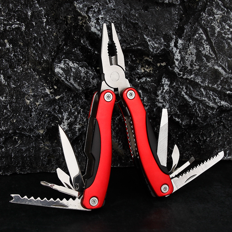 12-in-1 Red & Black Outdoor Multi-Tool Pliers 12-in-1 Red & Black Outdoor Multi-Tool Pliers
