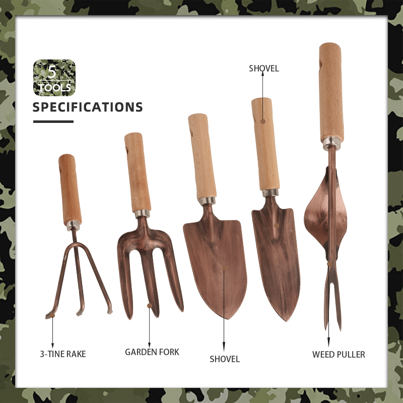 5 Piece Antique Bronze Garden Tool Set