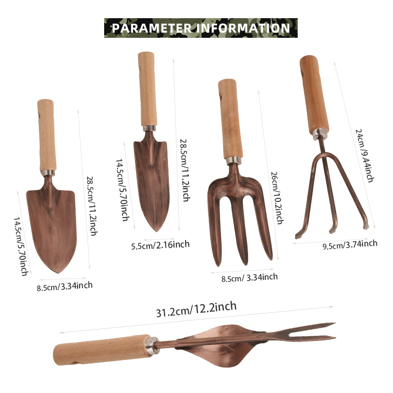 5 Piece Antique Bronze Garden Tool Set