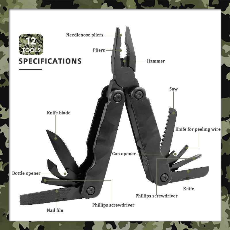 12-in-1 Pocket Multi Tool, Heavy Duty Multitool Pliers 12-in-1 Pocket Multi Tool, Heavy Duty Multitool Pliers
