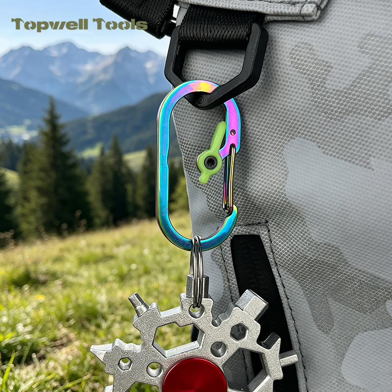 Mini Carabiner Clip with Manual Center Lock, 10.5g Ultra-Lightweight 420 Stainless Steel Gear Clip Mini Carabiner Clip with Manual Center Lock, 10.5g Ultra-Lightweight 420 Stainless Steel Gear Clip