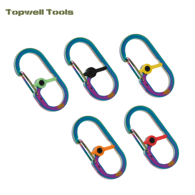 Mini Carabiner Clip with Manual Center Lock, 10.5g Ultra-Lightweight 420 Stainless Steel Gear Clip