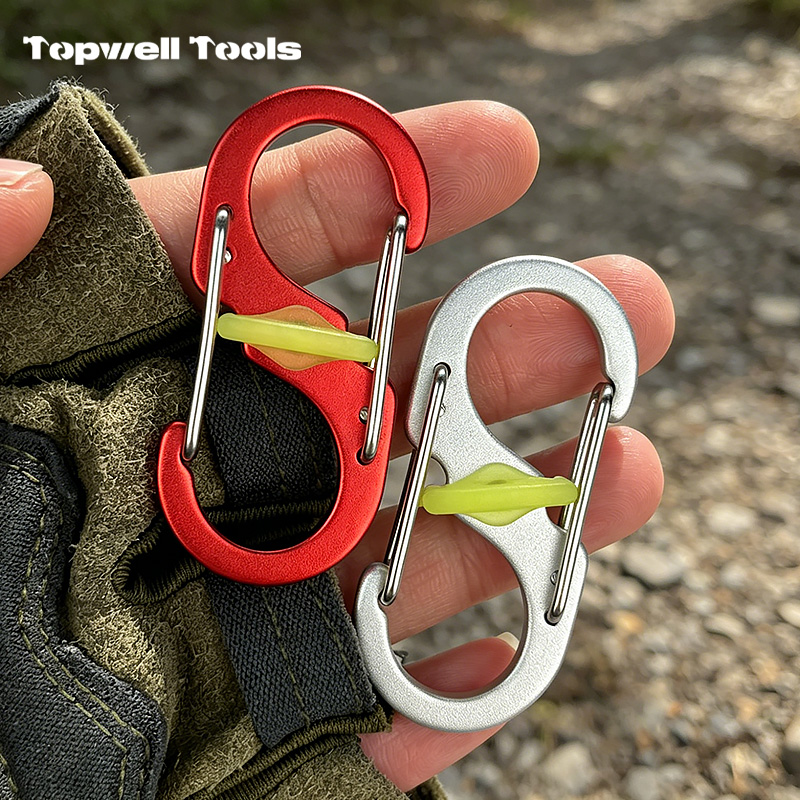 1.97&rdquo; S-Type Locking Carabiner Clips, Aluminum Alloy Dual Gate Key Ring Clips with Center Lock