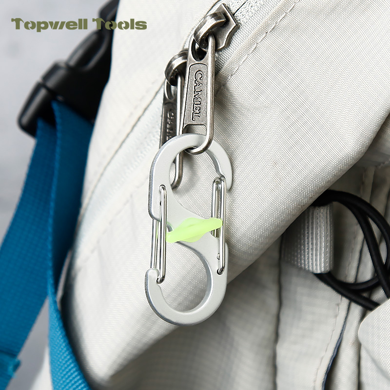 1.97&rdquo; S-Type Locking Carabiner Clips, Aluminum Alloy Dual Gate Key Ring Clips with Center Lock