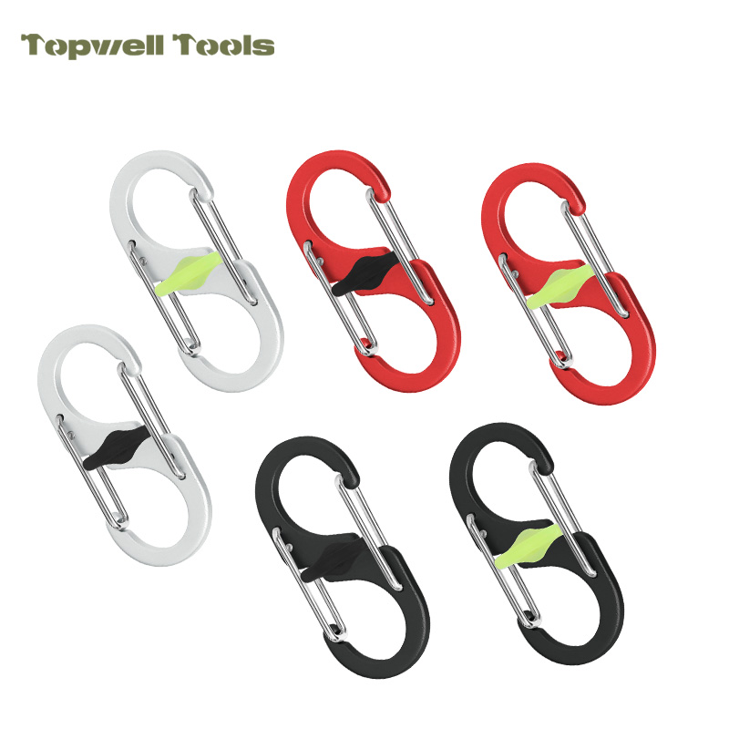 1.97&rdquo; S-Type Locking Carabiner Clips, Aluminum Alloy Dual Gate Key Ring Clips with Center Lock