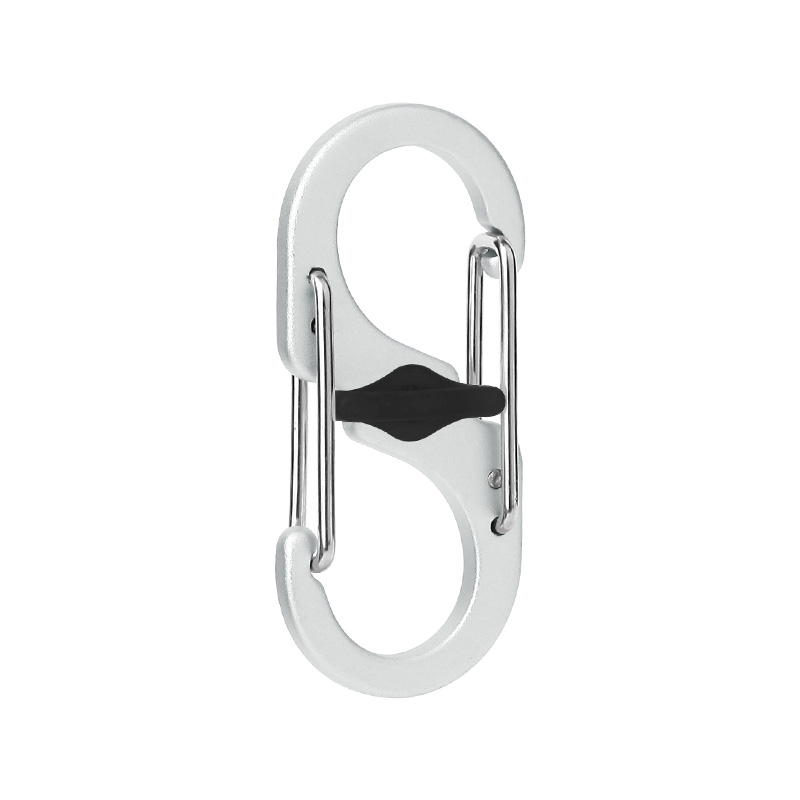 1.97&rdquo; S-Type Locking Carabiner Clips, Aluminum Alloy Dual Gate Key Ring Clips with Center Lock