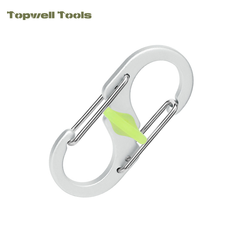 1.97&rdquo; S-Type Locking Carabiner Clips, Aluminum Alloy Dual Gate Key Ring Clips with Center Lock