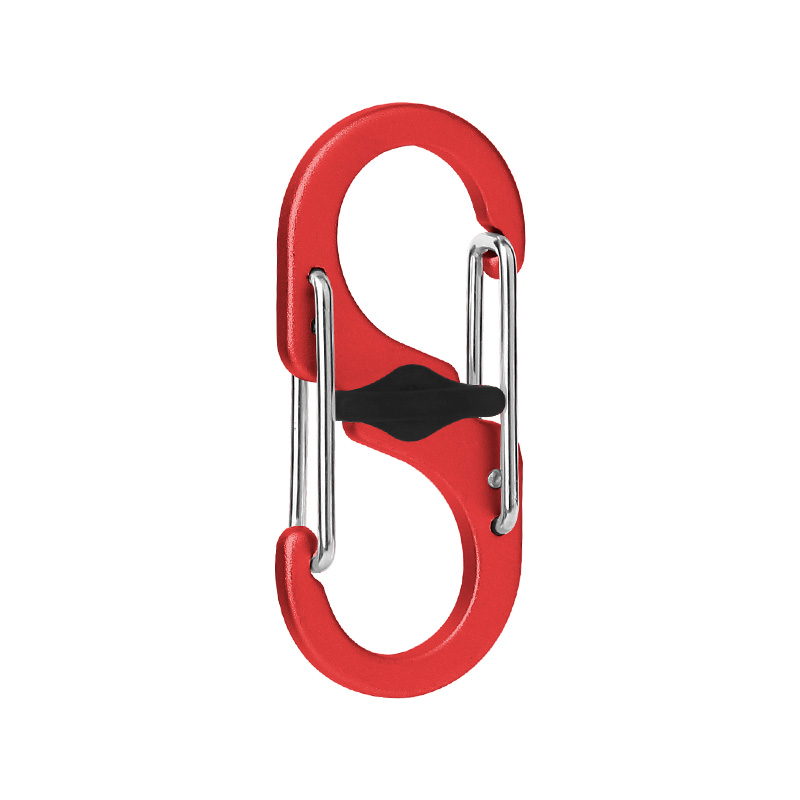 1.97&rdquo; S-Type Locking Carabiner Clips, Aluminum Alloy Dual Gate Key Ring Clips with Center Lock