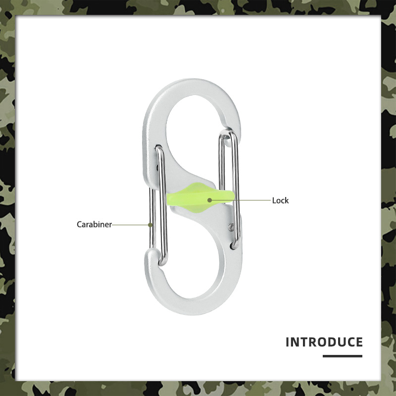 1.97&rdquo; S-Type Locking Carabiner Clips, Aluminum Alloy Dual Gate Key Ring Clips with Center Lock