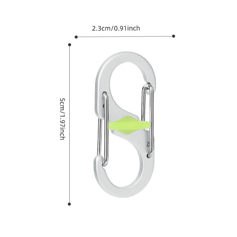 1.97&rdquo; S-Type Locking Carabiner Clips, Aluminum Alloy Dual Gate Key Ring Clips with Center Lock