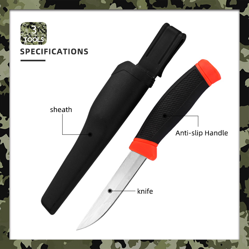 Stainless Steel Fishing Gear & Prep Tool - 3.97" Rust-Resistant Blade, Non-Slip Ergonomic Grip, Protective Sheath Included