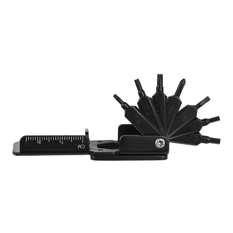Compact Bike Maintenance Tool - Durable 2Cr13 Stainless Steel Cycling Multi-Tool with Keychain Clip, Protractor & Mobile Stand for Road & MTB