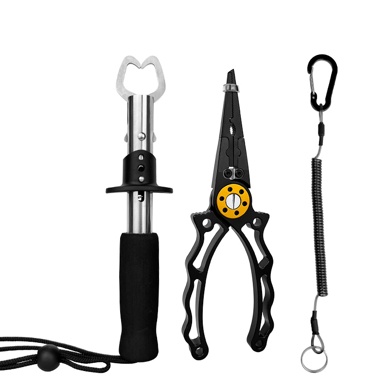 Saltwater Fishing Gear Combo - Ergonomic Hook Remover Pliers with Line Cutter & Secure EVA Handle Fish Control Gripper, Essential Angler Tool Kit Saltwater Fishing Gear Combo - Ergonomic Hook Remover Pliers with Line Cutter & Secure EVA Handle Fish Control Gripper, Essential Angler Tool Kit