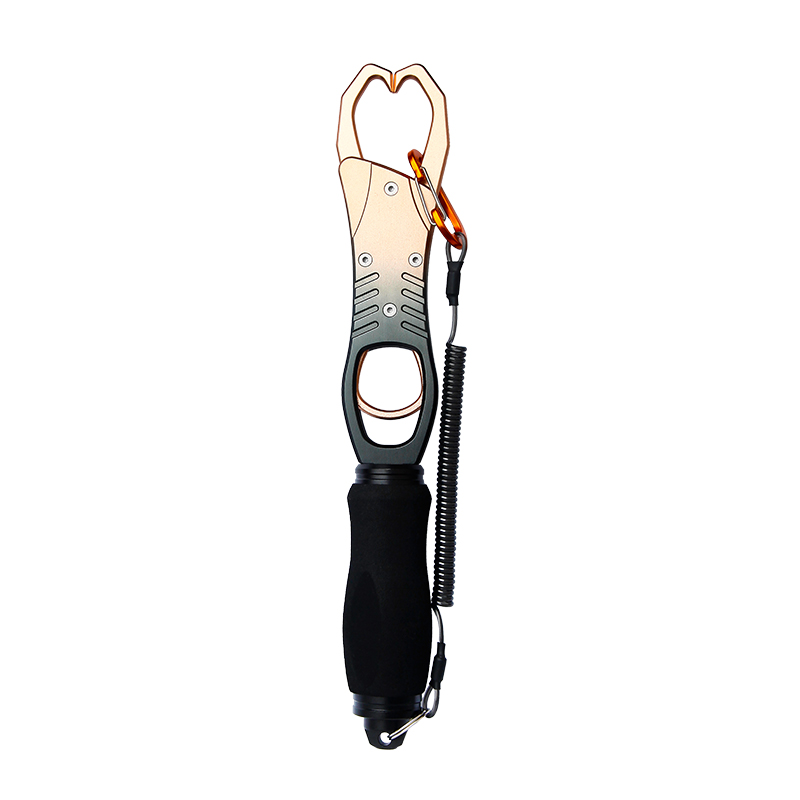 11.69" Aluminum Alloy Fish Control Clamp with Coiled Lanyard & Safe Lock Trigger, Saltwater Fishing Gear