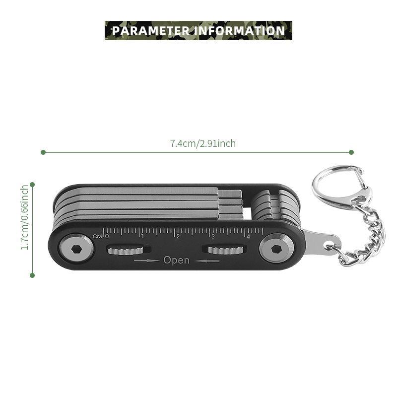 10-in-1 Portable Bike Tool - Folding Bicycle Repair Multi-Tool with Hex Wrenches, Screwdrivers & Ruler, Compact Cycling Pocket Gear