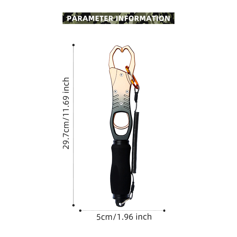 11.69" Aluminum Alloy Fish Control Clamp with Coiled Lanyard & Safe Lock Trigger, Saltwater Fishing Gear